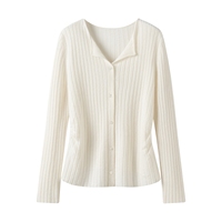 Großhandel Slim Fit Kaschmir-Cardigan für Damen, Revers-Knopf-Pullover, Schlankmachende Strickoberbekleidung