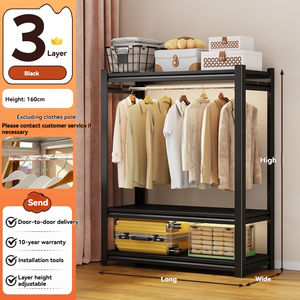 <span class=keywords><strong>Armario</strong></span> Plegable Convertible de Acero con 3 Estantes, Perchero para Dormitorio, Resistente al Polvo, Tela Gruesa, Estilo Minimalista para el Hogar - Product Image 6