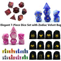 Kit de dés polyédriques de luxe en acrylique pour RPG, avec sac en velours à cordon, durable et écologique, pour jeux de rôle et Dungeons & Dragons
