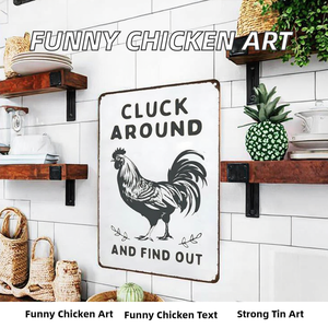 Divertenti Regali a Tema Pollo, Poster Decorativo in Latta 'Cluck Find' per Casa, Fattoria, Cucina, Giardino, 7.87x11.8 Pollici, Uso Interno/Esterno - Product Image 2