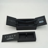 Boîte rigide noire de luxe personnalisée à double porte pour cartes à collectionner, lames de rasoir, vernis à ongles, huiles, emballage cadeau, gaufrage, recyclable