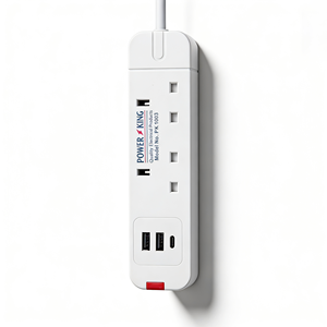 Multiprise de gros britannique à 2 prises, avec ports USB et fonctions multiples, câble de 3 mètres - Product Image 2