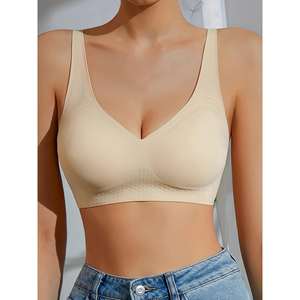 Sujetador sin Costuras para Mujer Talla Grande con Soporte de Gel, Push-Up, Diseño Sólido, Anillos de Acero, Cierre de Gancho con Logotipo - Estilo Simple - Product Image 6