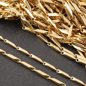 Collar unisex con cadena de barra en forma de diamante de acero inoxidable, 2,5mm, Color dorado, joyería de regalo H1637 - Product Image 1