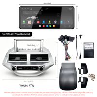 Meihua Écran tactile Android OLED 12,3 pouces pour lecteur multimédia de voiture avec cadre, faisceau et Canbus pour Ford EcoSport 2013-2017 – Kit complet