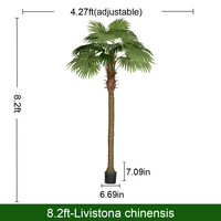 Palmier Robusta Artificiel Certifié Anti-UV de 2m, Grande Plante Décorative Verte en Plastique pour Intérieur et Extérieur, 5m pour Anniversaire