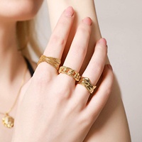 VEWANT Grosir Perak 925 Berlapis Emas 18K Rhodium Motif Cuban Link Polesan Tinggi Cincin Terbuka yang Dapat Disesuaikan Pesanan Perhiasan Grosir