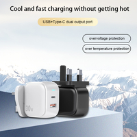 Chargeur mural USB C double port Justlink 30W GaN avec prises interchangeables US/EU/UK, adaptateur de voyage à charge rapide