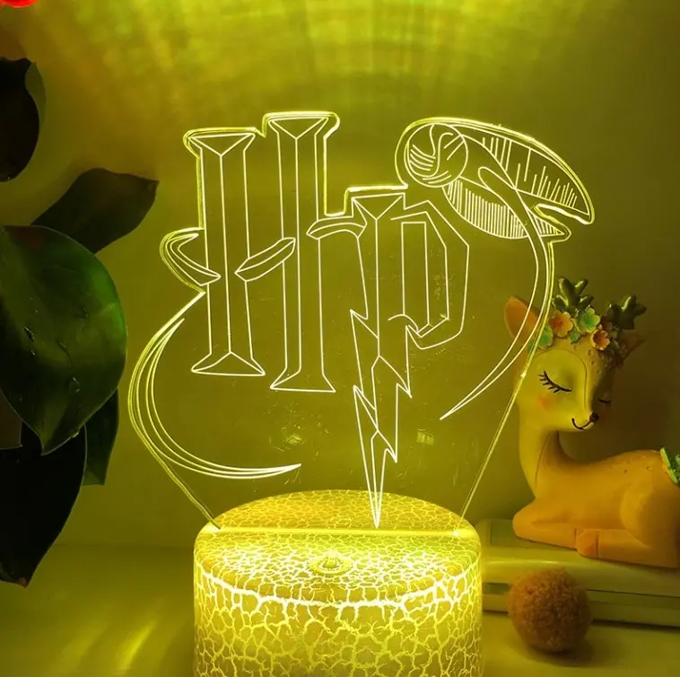 Harry Potter 3D night lamp 3D Optical Illusion LED Desk Table Night Lamp Black ABS base led acrylic