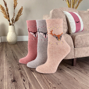 Calcetines de invierno de punto para mujer al por mayor, con diseño de reno navideño, gruesos, térmicos, de mezcla de <span class=keywords><strong>lana</strong></span> y cachemira, para botas de cabaña - Product Image 3