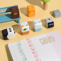 Timbre en plastique à rouleau avec des animaux de dessin animé créatifs, papeterie pour étudiants, timbre DIY