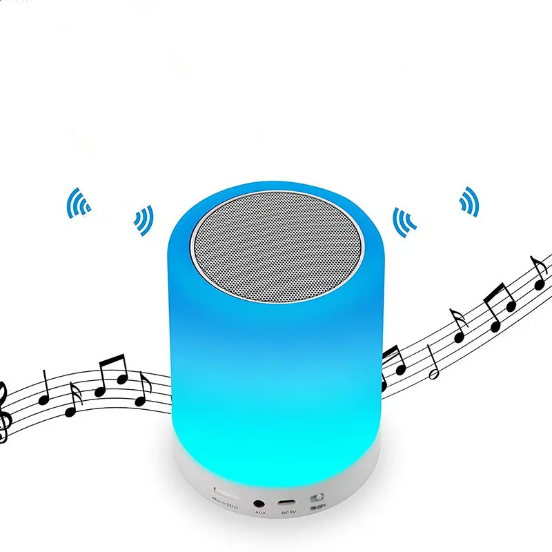 Haut-parleur de carte enfichable à lumière d'ambiance colorée, haut-parleur de musique BT avec télécommande veilleuse avec micro cadeaux