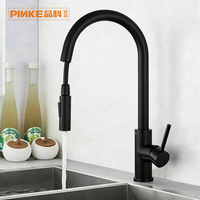 Grifo de cocina de arco alto de acero inoxidable con válvula cerámica, rociador extraíble individual, moderno, para agua fría y caliente, para comedor