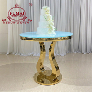 Wholesale Glass Top <b>Stainless</b> <b>Steel</b> Frame Round Wedding Cake <b>Table</b> - Product Image 2