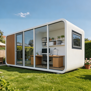 Cabine de bureau préfabriquée moderne, type Apple, isolée, studio de jardin insonorisé, cabine de travail pour télétravail, cabine de bureau sur mesure - Product Image 1