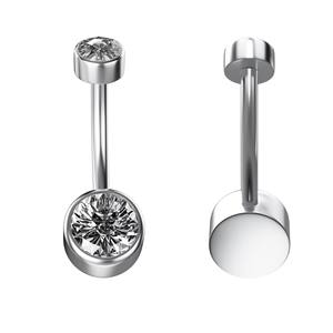 ห่วงเจาะร่างกายทำจากไทเทเนียมแบบเกลียวใส G23ห่วงสะดือทรงลูกบาศก์เซอร์โคเนีย - Product Image 4