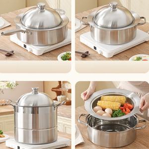 Plateau de cuisson <span class=keywords><strong>vapeur</strong></span> en acier inoxydable avec couvercle pour la maison – Idéal pour pains <span class=keywords><strong>vapeur</strong></span>, raviolis, poisson, légumes et plus – <span class=keywords><strong>Cuiseur</strong></span> <span class=keywords><strong>vapeur</strong></span> multifonctionnel pour la cuisine - Product Image 6