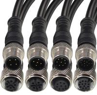 Konektor Kabel Bundar Elektronik Plastik Tahan Air IP67 Seri M12 2-10pin