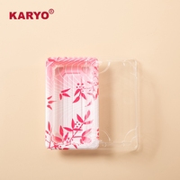 KARYO 1100 Boîte à sushi rectangulaire en plastique pour emporter Boîte d'emballage de sushi avec couvercle transparent
