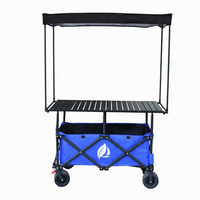 Carrito Plegable y Ajustable de Cuatro Ruedas con Mesa de Altura Ajustable, Carrito Multifuncional para Alimentos y Herramientas para Exteriores