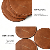 Sous-verres en cuir PU de haute qualité, très demandés, avec logo personnalisé, promotionnels, ronds, écologiques, pour le thé, vente en gros sur mesure