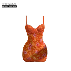 <span class=keywords><strong>Mini</strong></span> <span class=keywords><strong>abito</strong></span> a trapezio di alta qualità in <span class=keywords><strong>raso</strong></span> di alta qualità Sexy in pizzo canotta Vintage floreale senza schienale vita naturale traspirante estate - Product Image 1