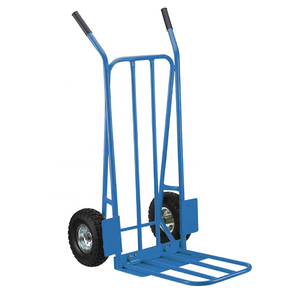 Manufacturer Orange Powder Coated Steel Sack Truck With 10 Inch Pneumatic Wheels For Heavy Load Transport Durable Performance - Product Image 2