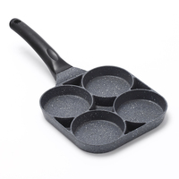 Poêle à frire à fond plat pour petit-déjeuner, idéale pour les œufs et les hamburgers, en aluminium, avec 4 trous, pour la cuisson – Offre Spéciale