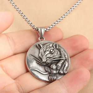 Men's Stainless Steel <b>Rat</b> Pendant Necklace Animal Design Everyday Wear 231022 - Product Image 3