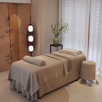Parure de lit de salon de beauté de haute qualité en jacquard kaki, design tendance, draps épais pour massage et spa, couvre-lit