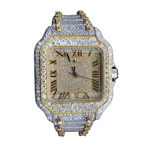 Reloj Mecánico Mossinate de Acero Inoxidable con Moissanita, Caja Cuadrada, Esfera de Cristal, Resistencia al Agua de 10 Bares, Estilo Hip Hop para Hombre - Product Image 1