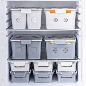 Fruit&Vegetables PET Fresh-Keeping Box Sealed Box Stackable Fridge <b>Refrigerator</b> Compartment Drain Storage <b>Containers</b> for Kitchen - Product Image 4