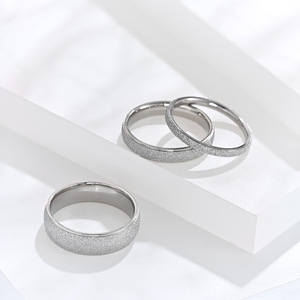 Stainless Steel Rose Gold Frosted <b>Ring</b> Women's Silver Elegant Pearl Sand Simple Style Women's <b>Ring</b> <b>Couple</b> Little Finger <b>Ring</b> - Product Image 4