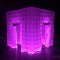 Tente de fête gonflable portable en PVC blanc imperméable pour événements en plein air, avec éclairage LED, discothèque, cube
