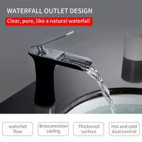 Robinet mélangeur cascade moderne pour lavabo, robinet de salle de bain personnalisé eau chaude et froide en laiton à 2 trous avec cartouche en céramique