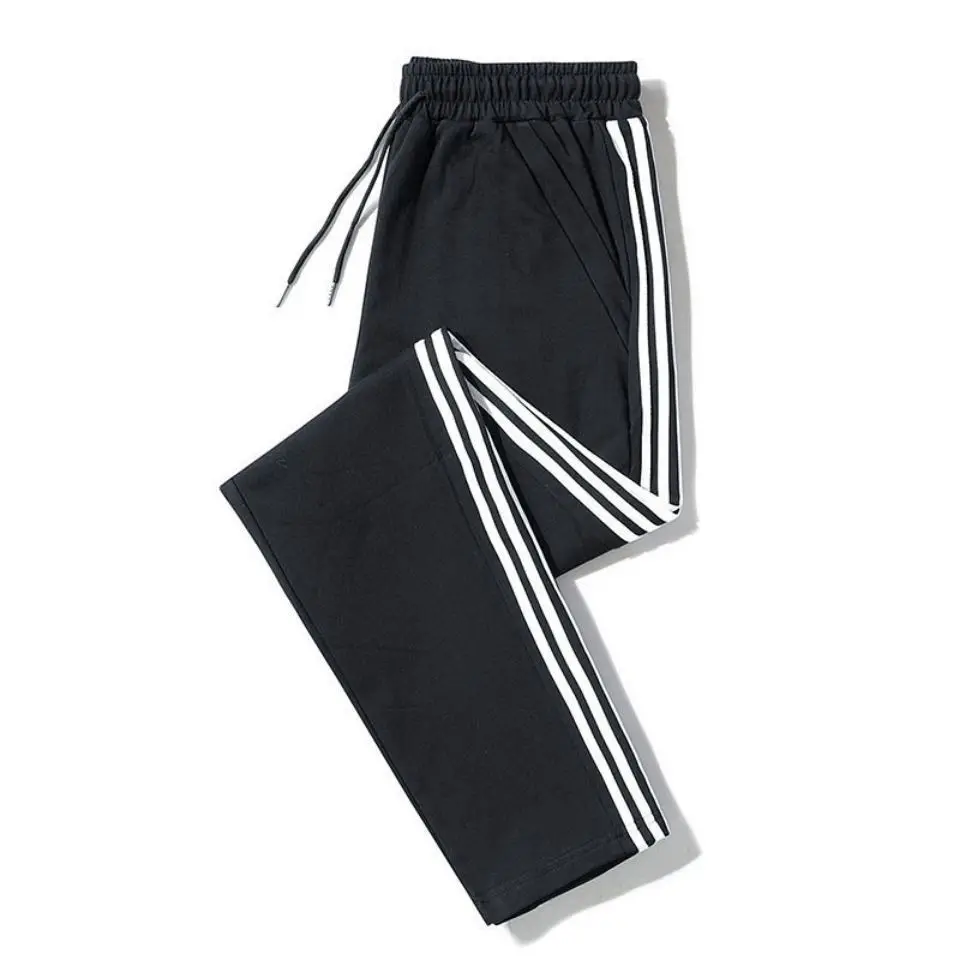 Summer thin straight casual large size sports pants quick-drying stretch striped men's trousers