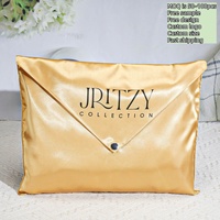 Pochette d'emballage en satin avec logo personnalisé, pour vêtements, écharpes, livres, avec bouton, emballage cadeau de luxe en satin, enveloppe