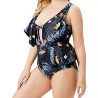 Bañador personalizado de talla grande para mujer, ropa de playa, traje de baño con volantes, bañador de una pieza, Bikini Sexy de gran tamaño 2022