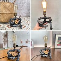 Lampe de bureau en métal de style rétro moderne, tube de guitare, lumière Edison E26, cadeaux sympas pour les passionnés de musique et d'art, lumière robotique industrielle steampunk