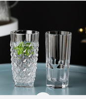 Verre Highball Européen à Base Lourde, Transparent, Sans Plomb, avec Grille Gaufrée