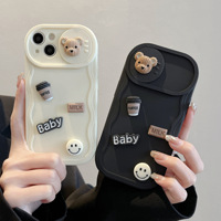 Coque de téléphone pour Apple 16 Pro Max, motif ours café, coque de téléphone pour iPhone 15 14 13 Plus, protection intégrale anti-chute