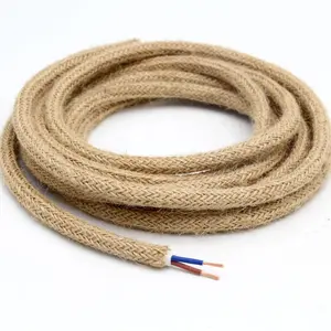 OEM 2 Núcleo ou 3 Núcleo Hemp Rope Vintage Cabo Tecido Trançado Fio Elétrico Cabo Flexível Para Retro Light Cable Wire Cord