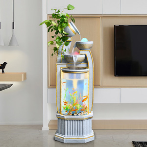 Fontaine d'intérieur en résine Quanfangyuan avec circulation d'eau, décoration d'aquarium et éclairage pour aménagement paysager au sol - Product Image 2