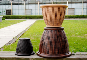 Étagère à <span class=keywords><strong>plantes</strong></span> en <span class=keywords><strong>plastique</strong></span> effet rotin écologique avec trou de drainage, emballage prêt <span class=keywords><strong>pour</strong></span> les programmes de centres de jardinage - Product Image 6