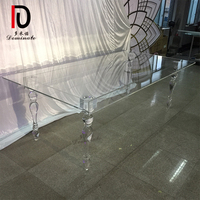 Table de banquet rectangulaire moderne en acrylique transparent avec pieds pour mariage