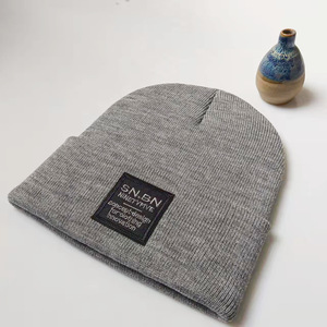 Boina de lana con parche personalizado, gorro liso Multicolor con puños, para <span class=keywords><strong>invierno</strong></span>, <span class=keywords><strong>2023</strong></span> - Product Image 4