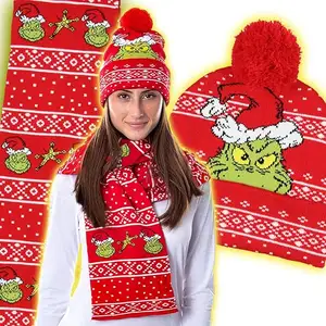 christmas party hats for adults santa red family warm thermal custom mens christmas hat scarf and gloves