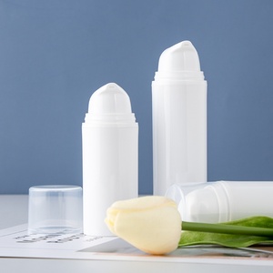 Venta al por mayor vacío loción botella crema solar blanca bomba sin aire botella con cabezal de bomba de crimpado desechable - Product Image 1