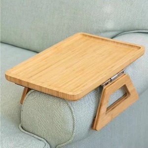 Wooden Sofa Tray <b>With</b> <b>Legs</b> <b>Foldable</b> Armrest <b>Table</b> For Living Room Coffee Tea Serving Storage Rack - Product Image 2