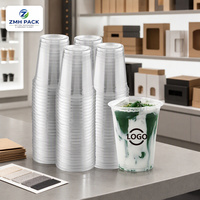 Gobelets en PET imprimés avec logo personnalisé, 12oz, 14oz, 16oz, 18oz, 20oz, 24oz, gobelets en plastique transparent jetables pour bubble tea, boba, café glacé